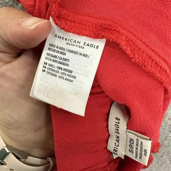 American Eagle skirt womens small red faux wrap pockets lightweight boho beach - Picture 9 of 10